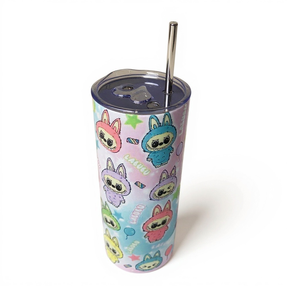 Pastel Animal Print Tumbler with Straw la bubu